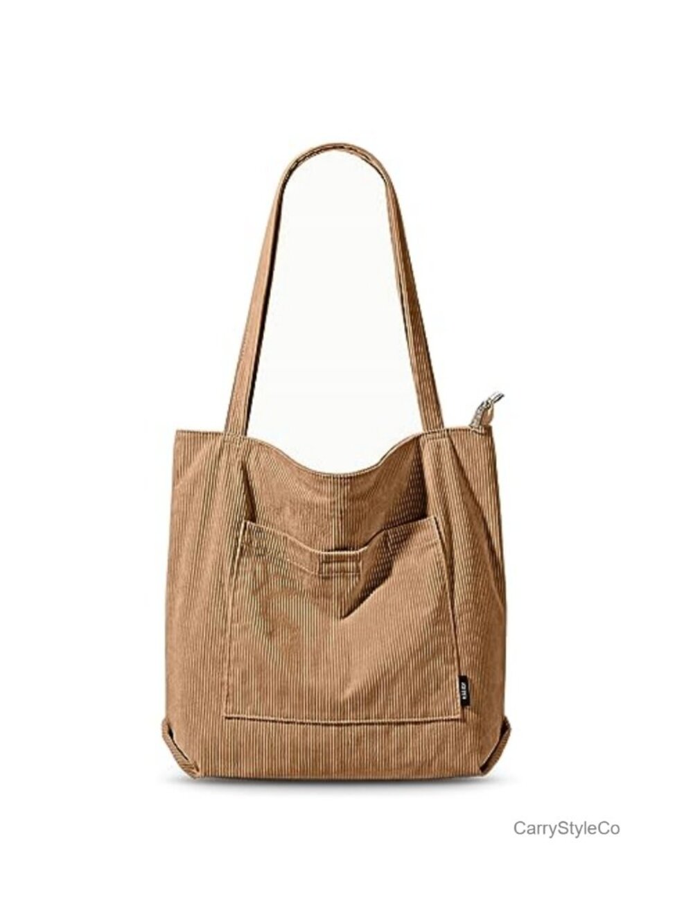 Corduroy Tote Bag Large Zipper Shoulder Purse Water Resistant